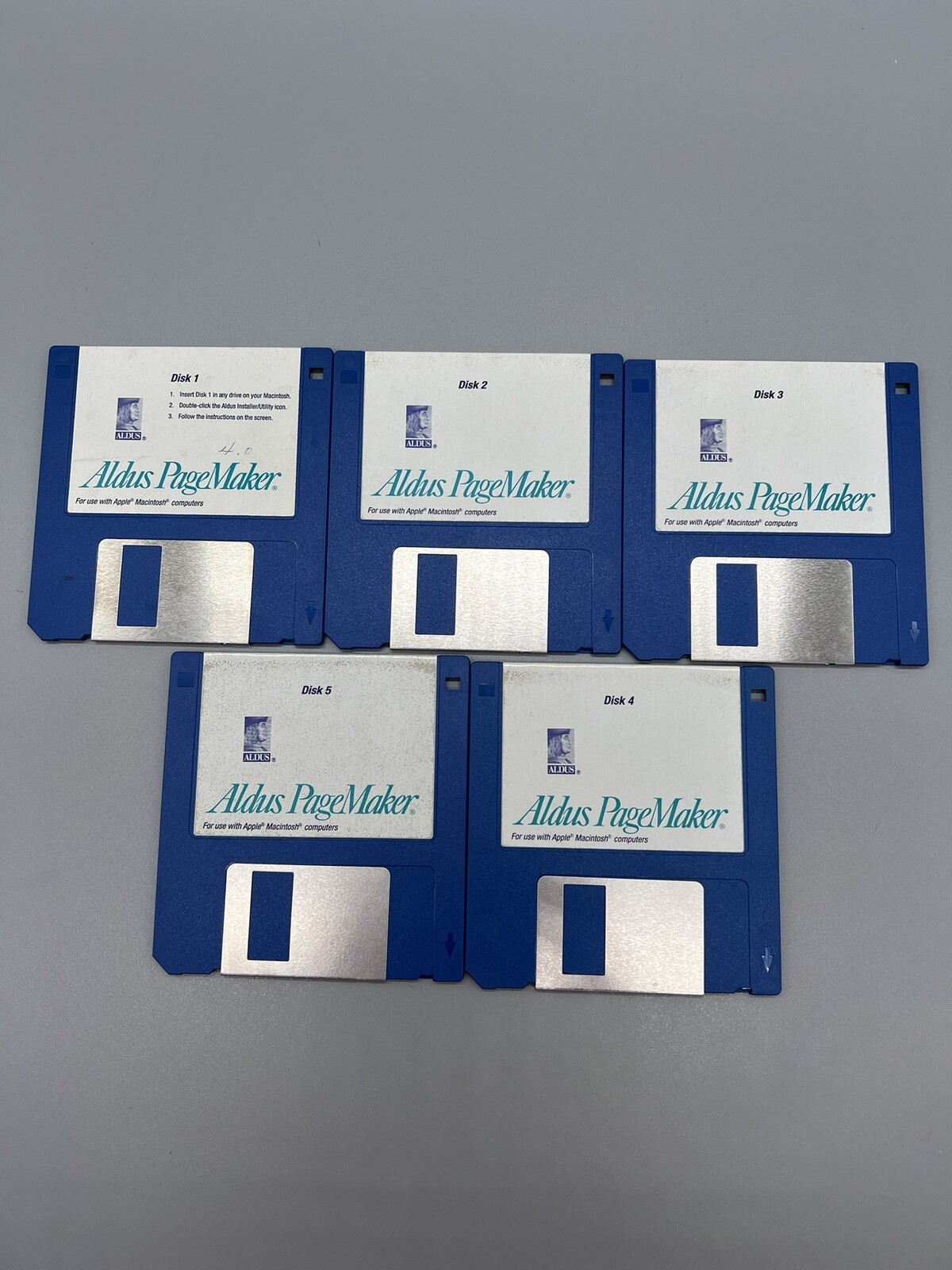 VTG Aldus PageMaker for Apple Macintosh Floppy Disk set of 5 Version 4.2