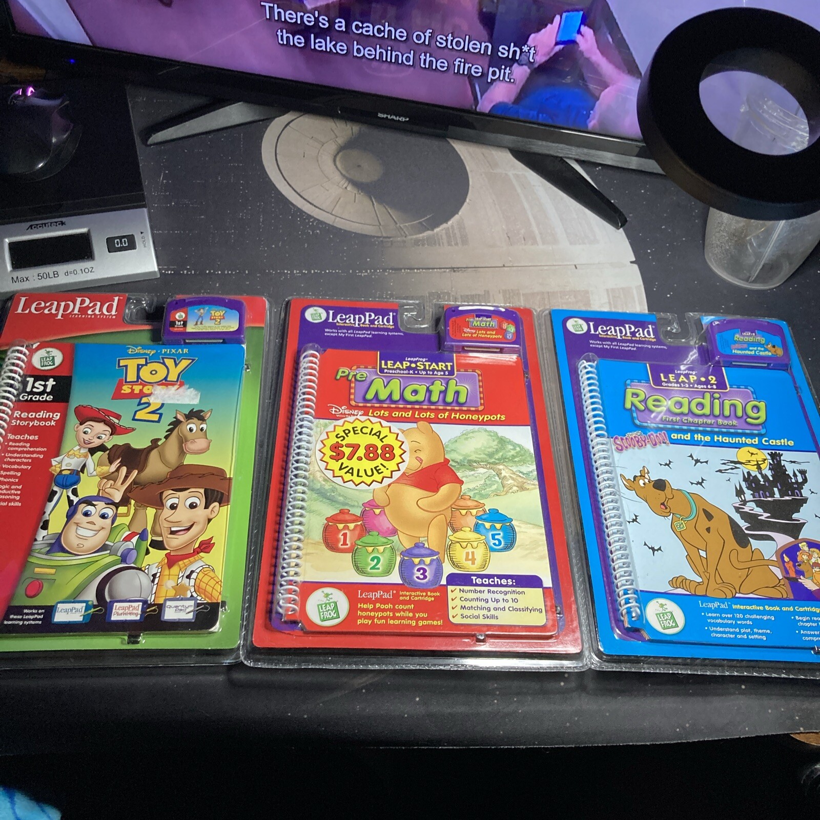 Lot LeapFrog Pad Scooby Doo Haunted Castle, Pooh Book Cartridge 2nd Grade Disney