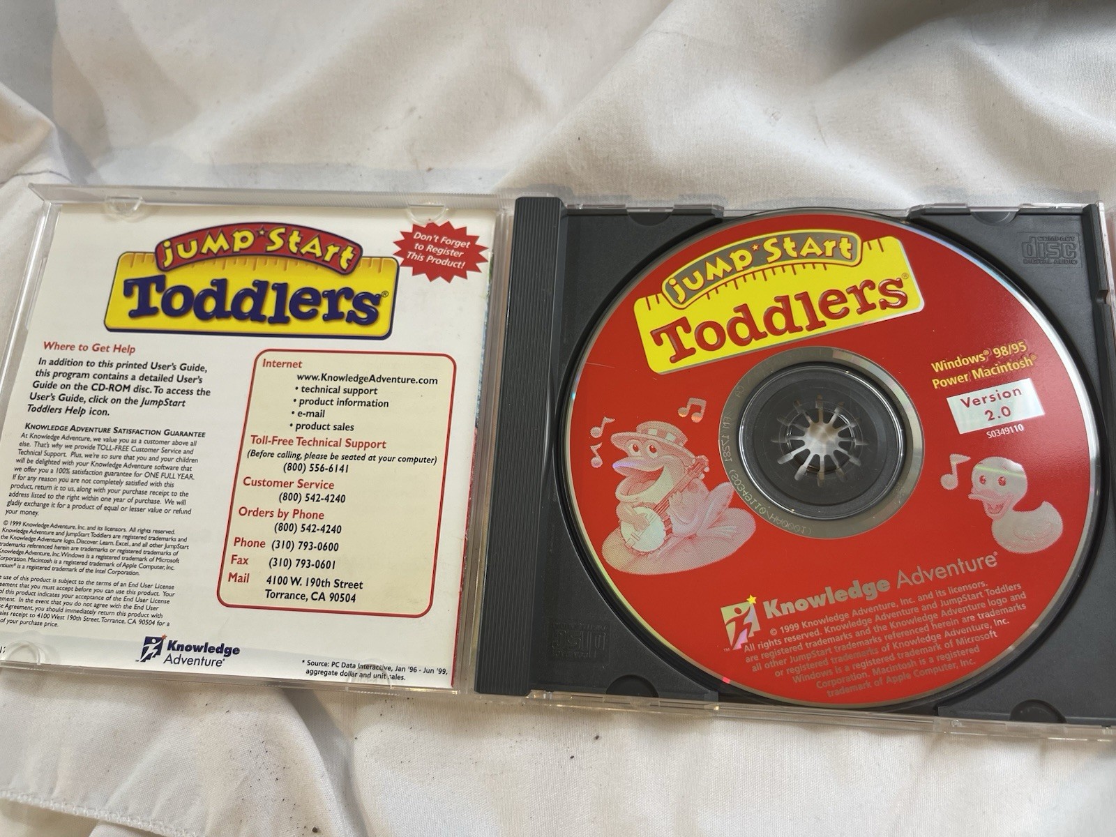 Jump Start Toddlers Classic Version Mac Windows 98/95 PC CD-ROM Vintage