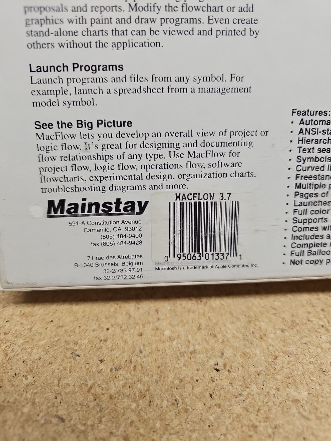 Mainstay MacFlow Vintage Macintosh Graphics Flowchart Design Software Sealed *w*