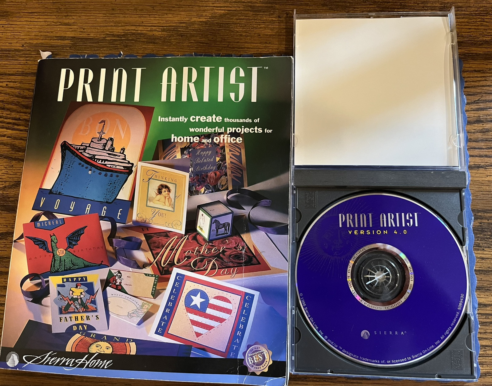 Print Artist Version 4.0 CD-ROM 1996 Sierra Home plus Manual 271 pages