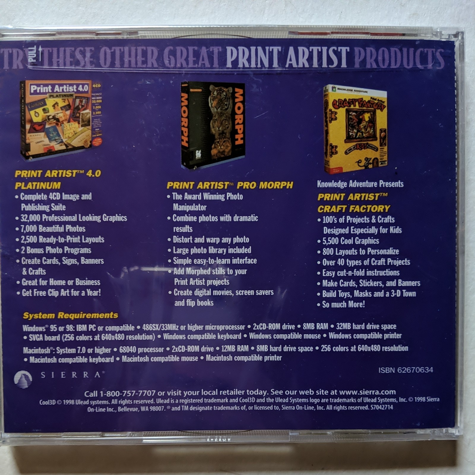 Print Artist Gold Sierra Software Windows/Macintosh NEW Sealed Case 2 CDs