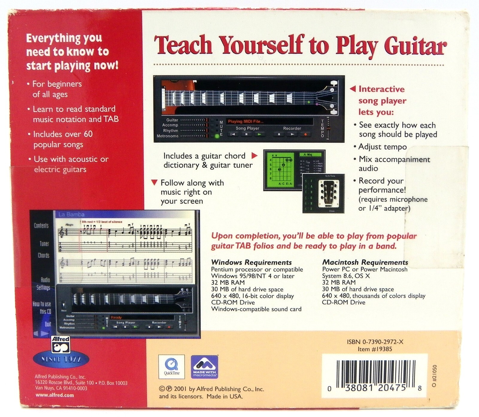 Sealed Teach Yourself To Play Guitar learning Alfred PC CD-ROM Jewel Case