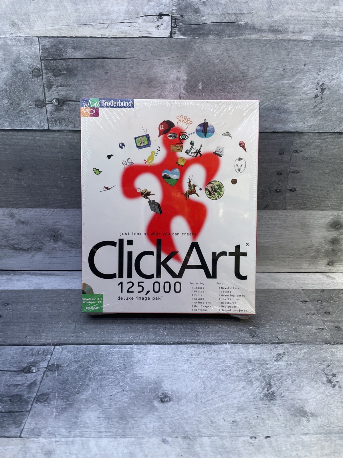 Broderbund CLICKART 125,000 Deluxe Image Pak PC CD- Rom WIN95 SEALED