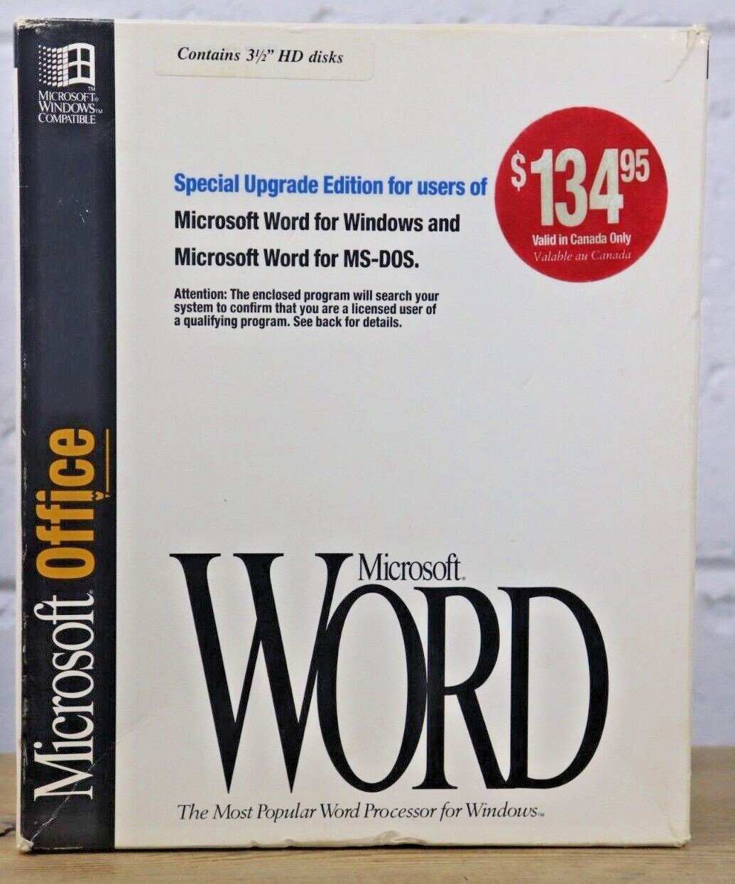 Microsoft OFFICE WORD 1993 BIG BOX Set Disks No.53438 VTG Computer Software (G1)