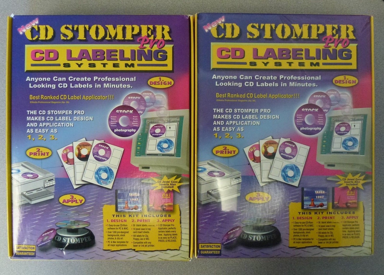 2 CD Stomper Pro CD Labeling System Kit Software Labels Applicator 1 open 1 seal