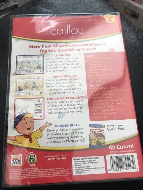 Caillou Kindergarten 60+ Activities PC New!!!