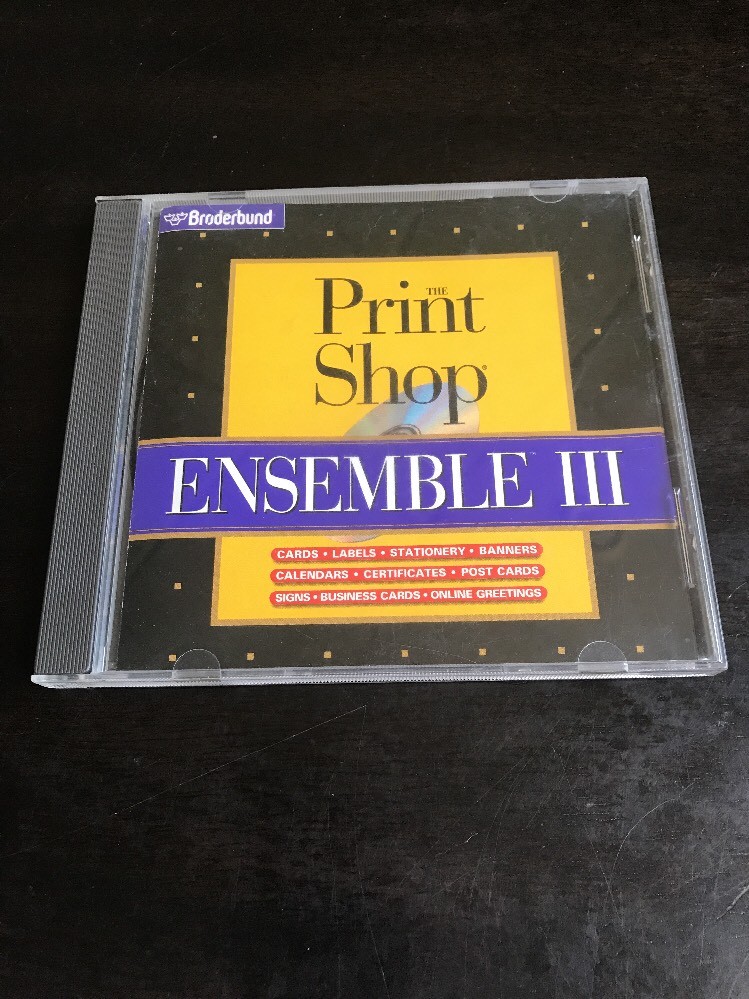 Print Shop Ensemble III 3 PC CD create custom cards labels stationery calendars+