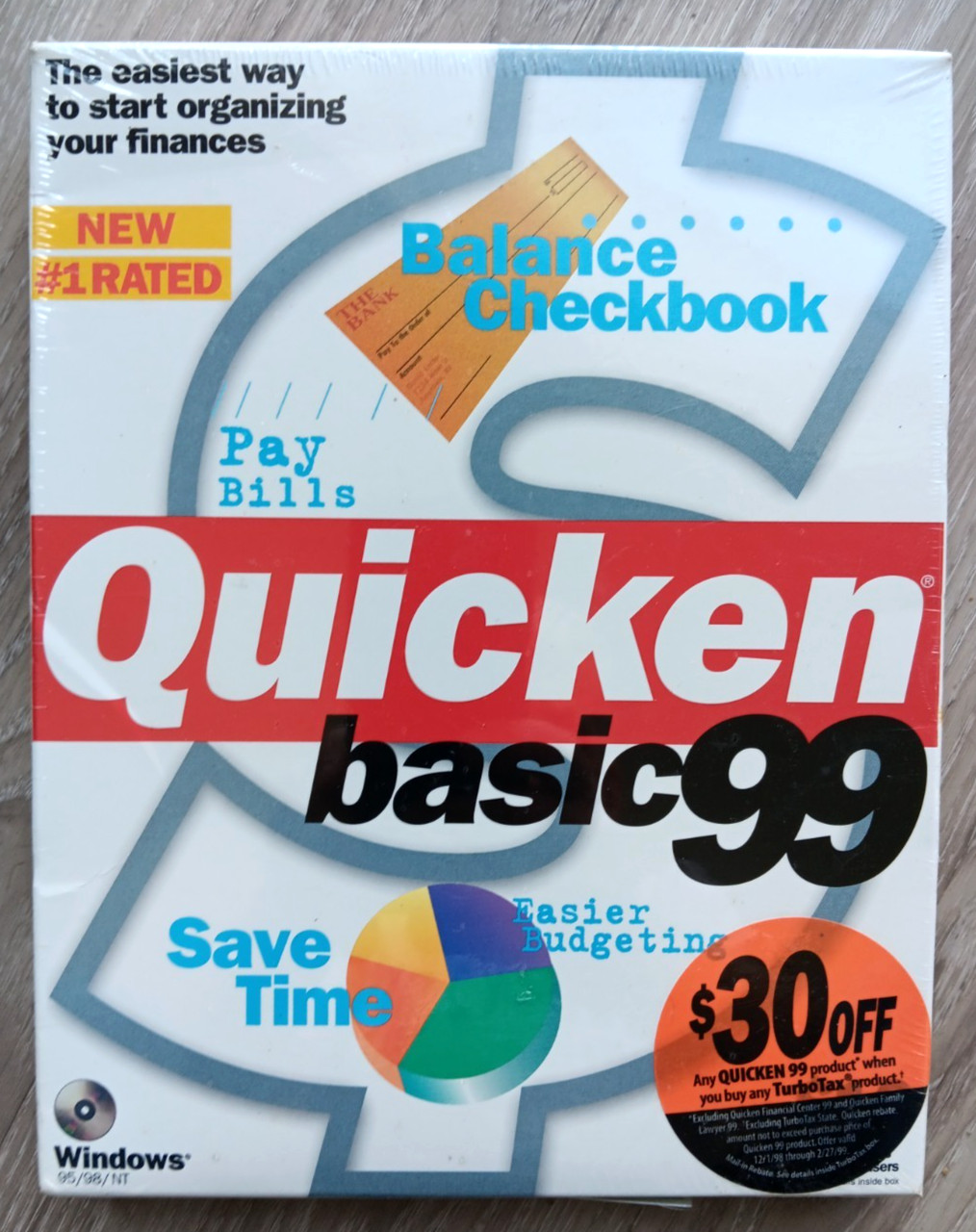 Quicken Basic 99 Accounting Finance Software CD for Windows 95/98/NT NEW SEALED