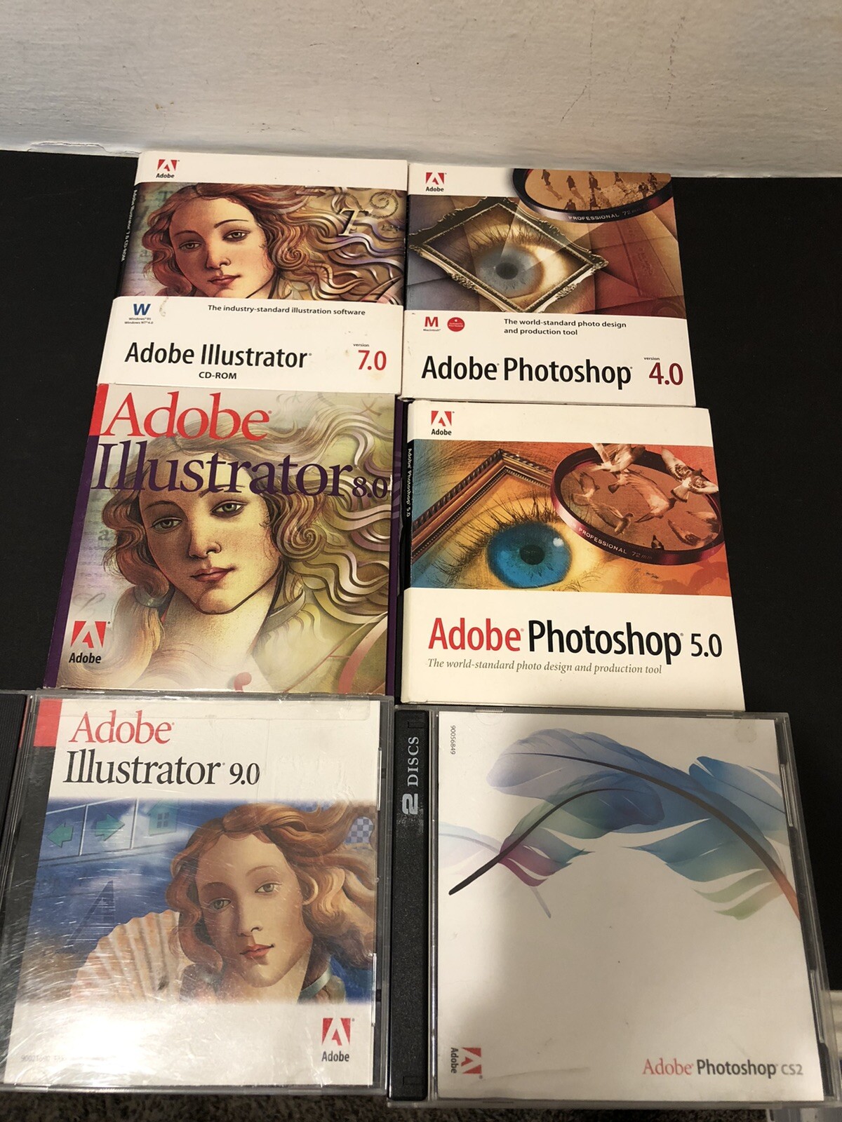 Adobe Photoshop Illustrator Bundle Lot 4.0 5.0 7.0 8.0 9.0 Software CS2 NO KEYS