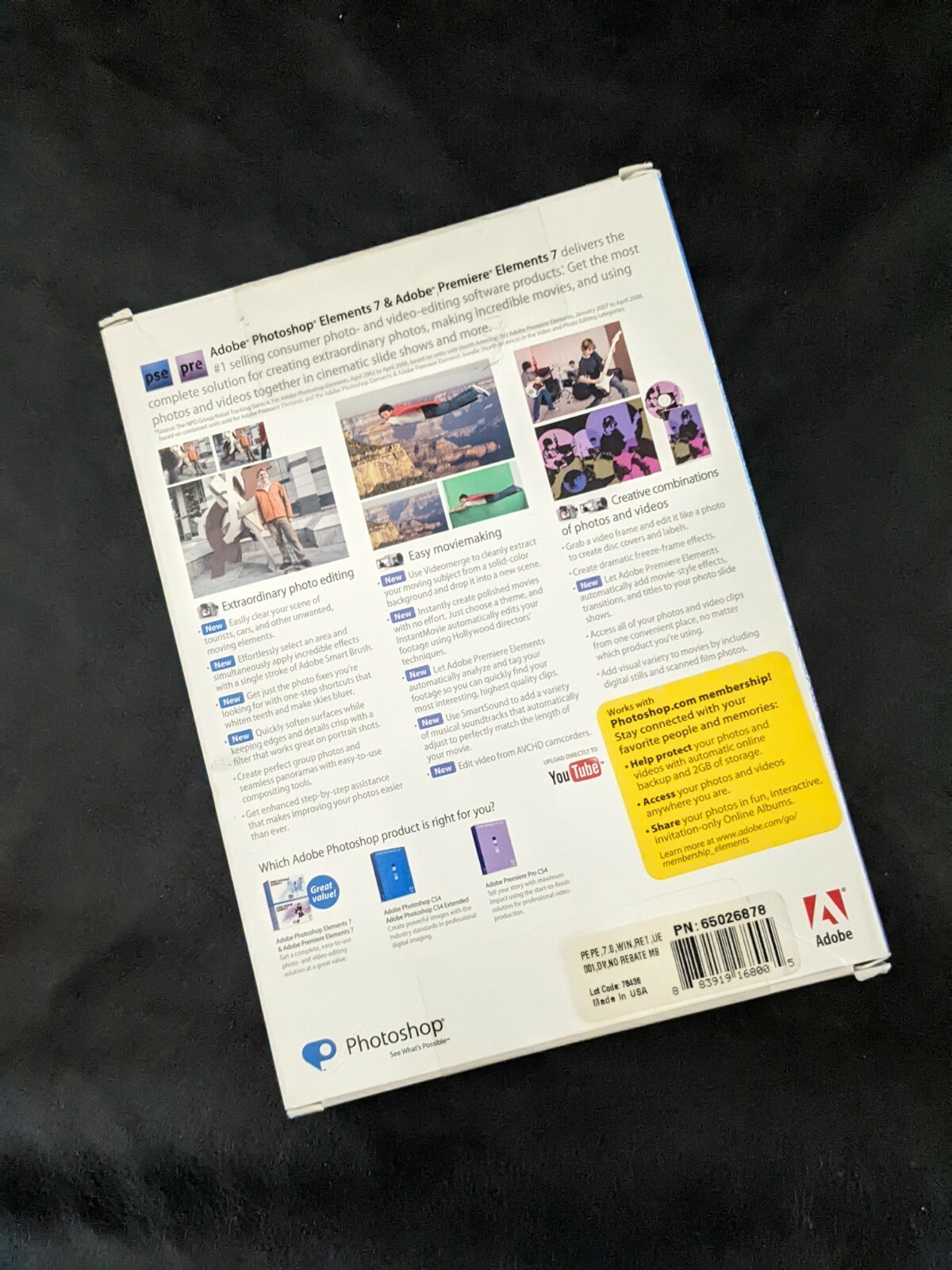 Adobe Photoshop Elements 7 Premiere Complete 2 Disk CD Rom Software NEW