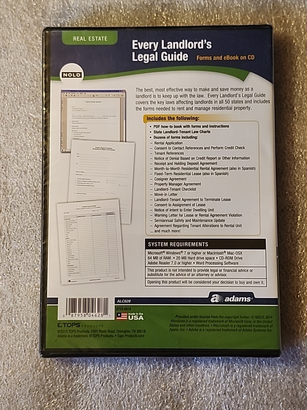 Every Landlord’s Legal Guide ADAMS PC or Mac CD New Sealed Packaging SHIPS FREE