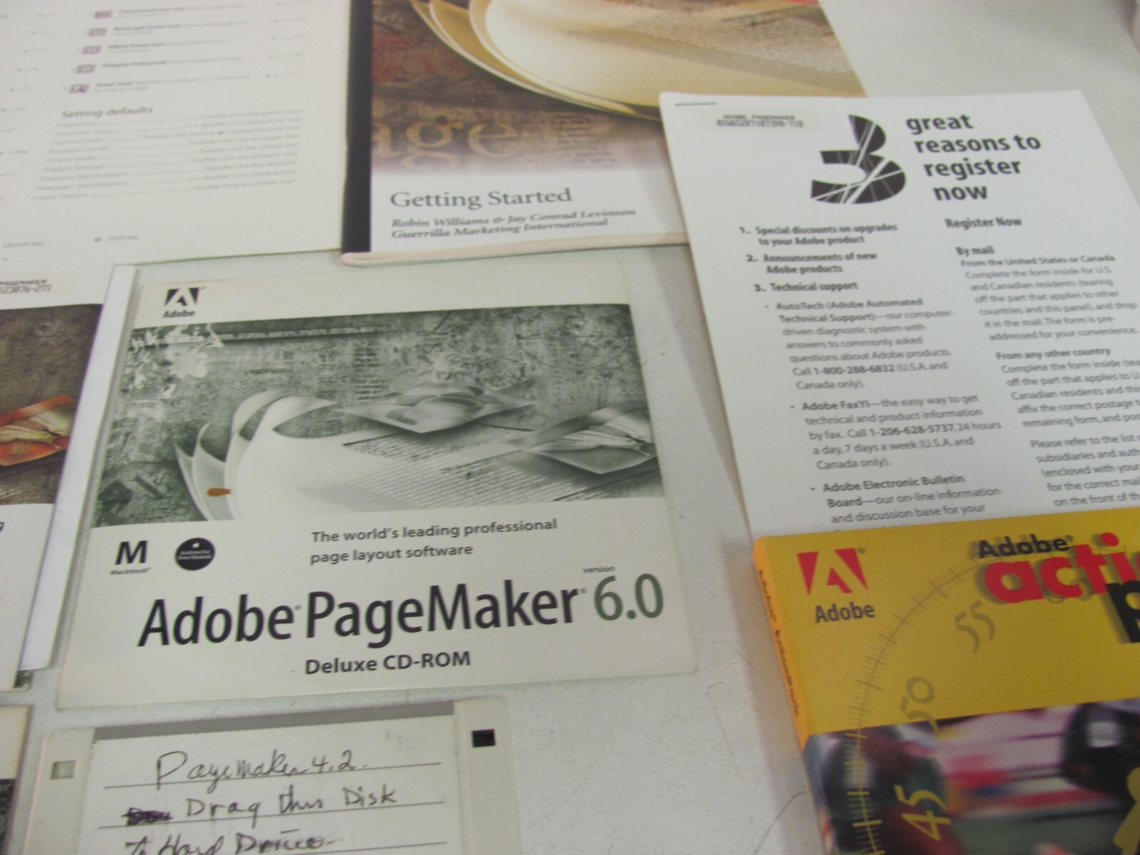 1999 Adobe PageMaker 6.5 Plus for Macintosh – Manuals, Action Pack, User Guides