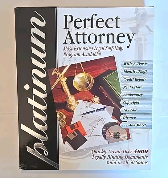 Perfect Attorney Platinum 4-CDs Windows 98SE, ME, 2000, XP Netzero Cosmi 2004
