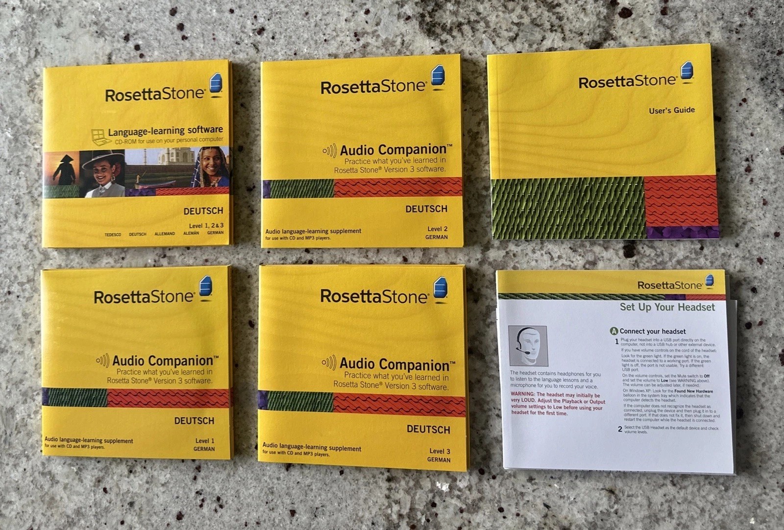 Rosetta Stone (27823) for PC, Mac – Level 1, 2 & 3 – With Headphones – Excellent