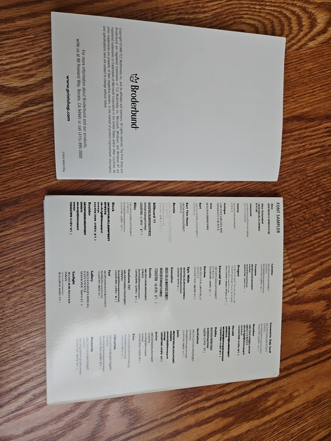 Broderbund 8 Disc The Print Shop Deluxe Version10 For Windows 1999 & User Manual