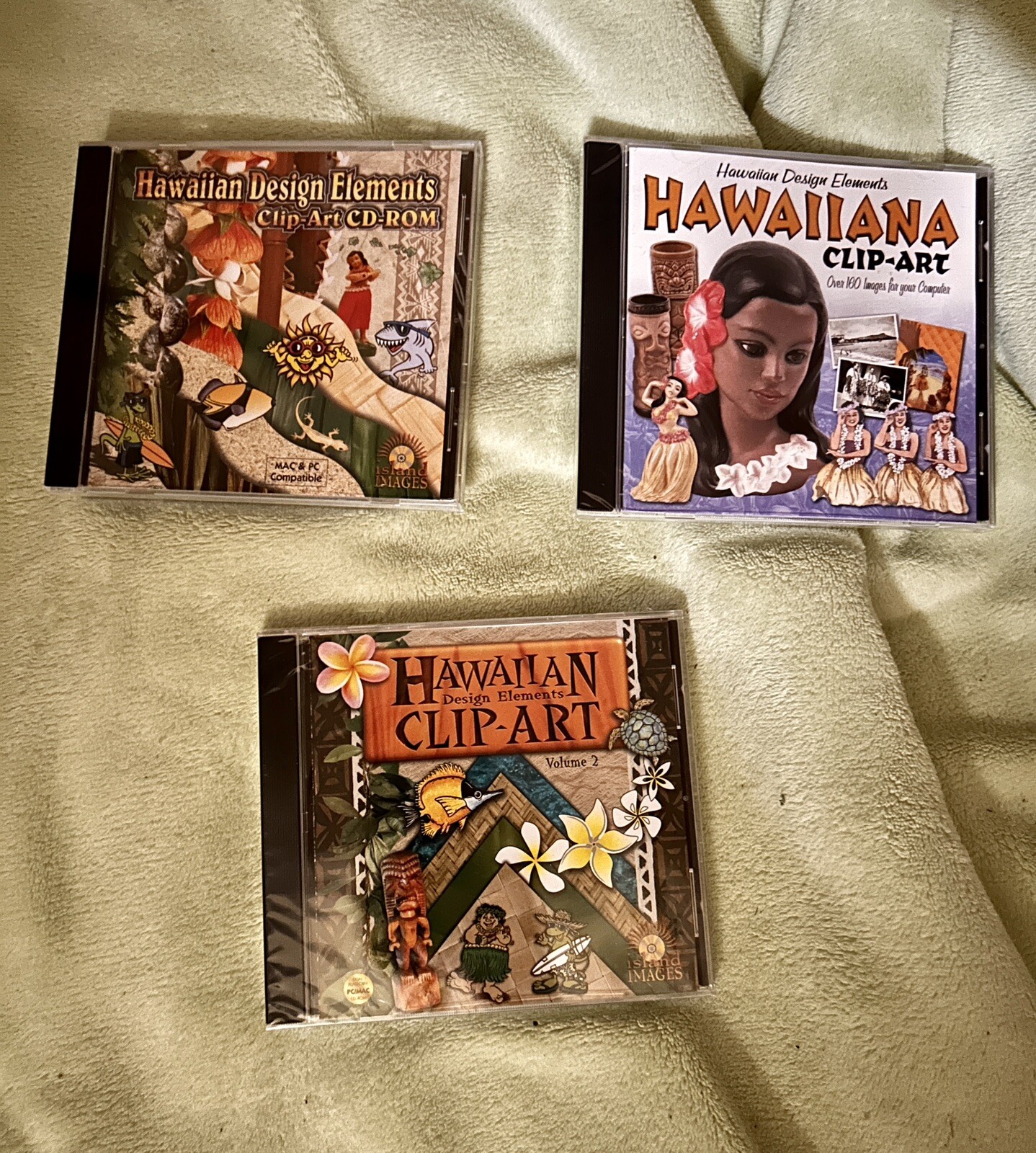 3 SEALED Hawaiian Design Elements Clip-Art PC CD images pictures island clip art