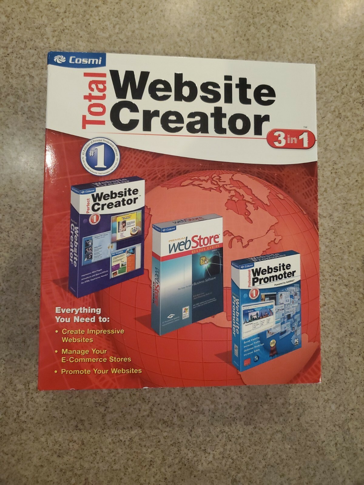 Vintage Software Lot of 5 Packages -Spanish, Website, Landscape, CD Labeling, 3D