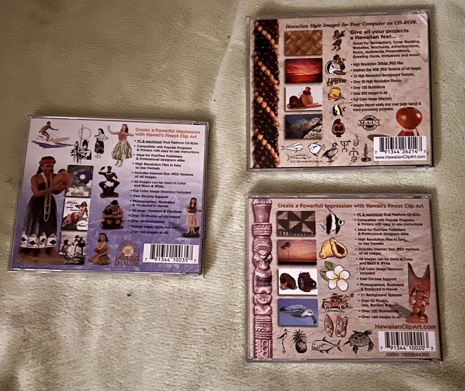 3 SEALED Hawaiian Design Elements Clip-Art PC CD images pictures island clip art
