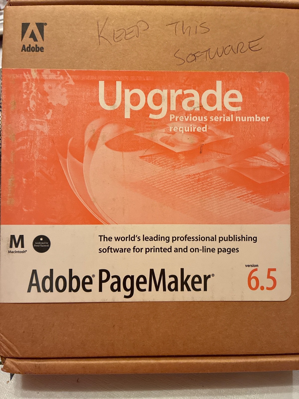 ADOBE PAGE MAKER 6.5 UPGRADE, DISk Windows/Macintosh