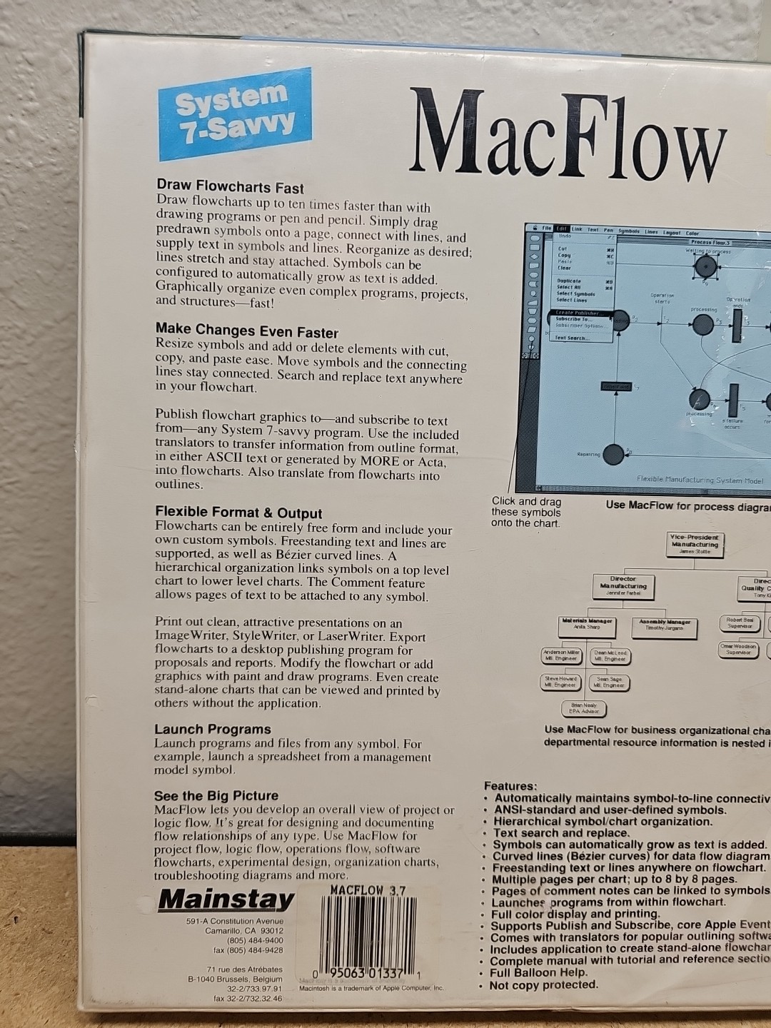 Mainstay MacFlow Vintage Macintosh Graphics Flowchart Design Software Sealed *w*
