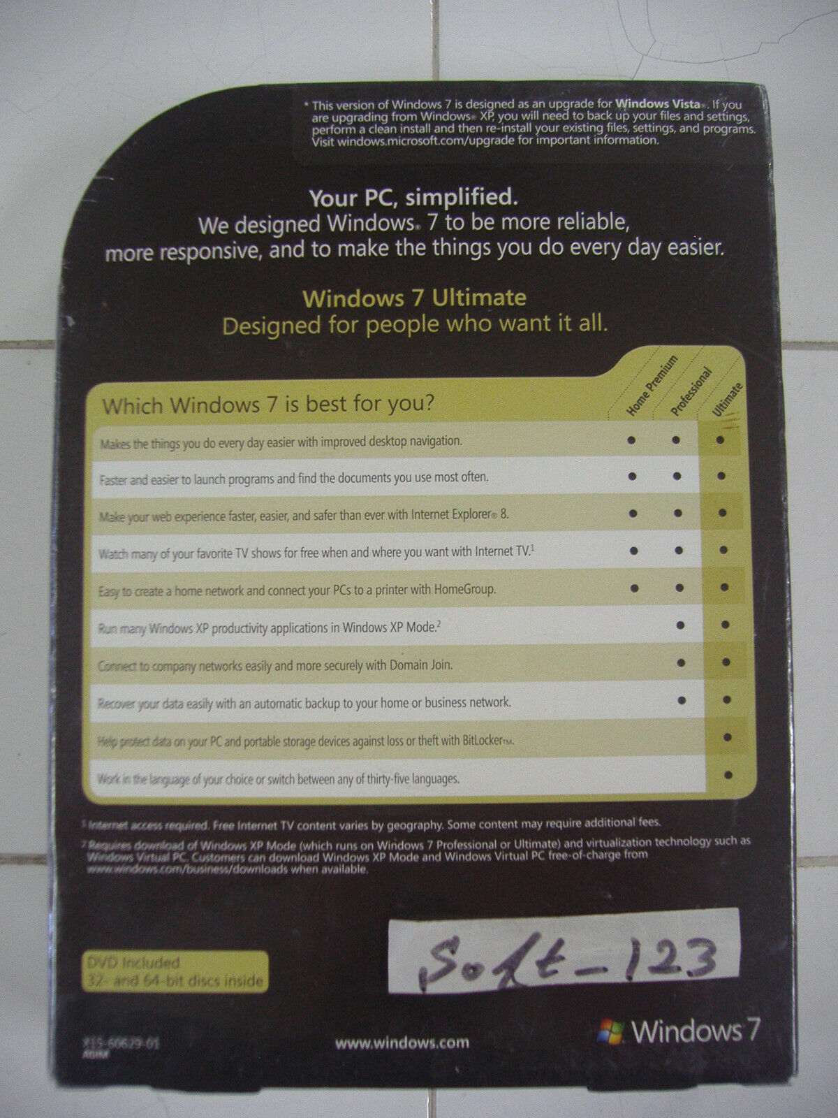 Microsoft Windows 7 Ultimate Full 32 & 64 Bit DVDs MS WIN =SEALED RETAIL BOX=