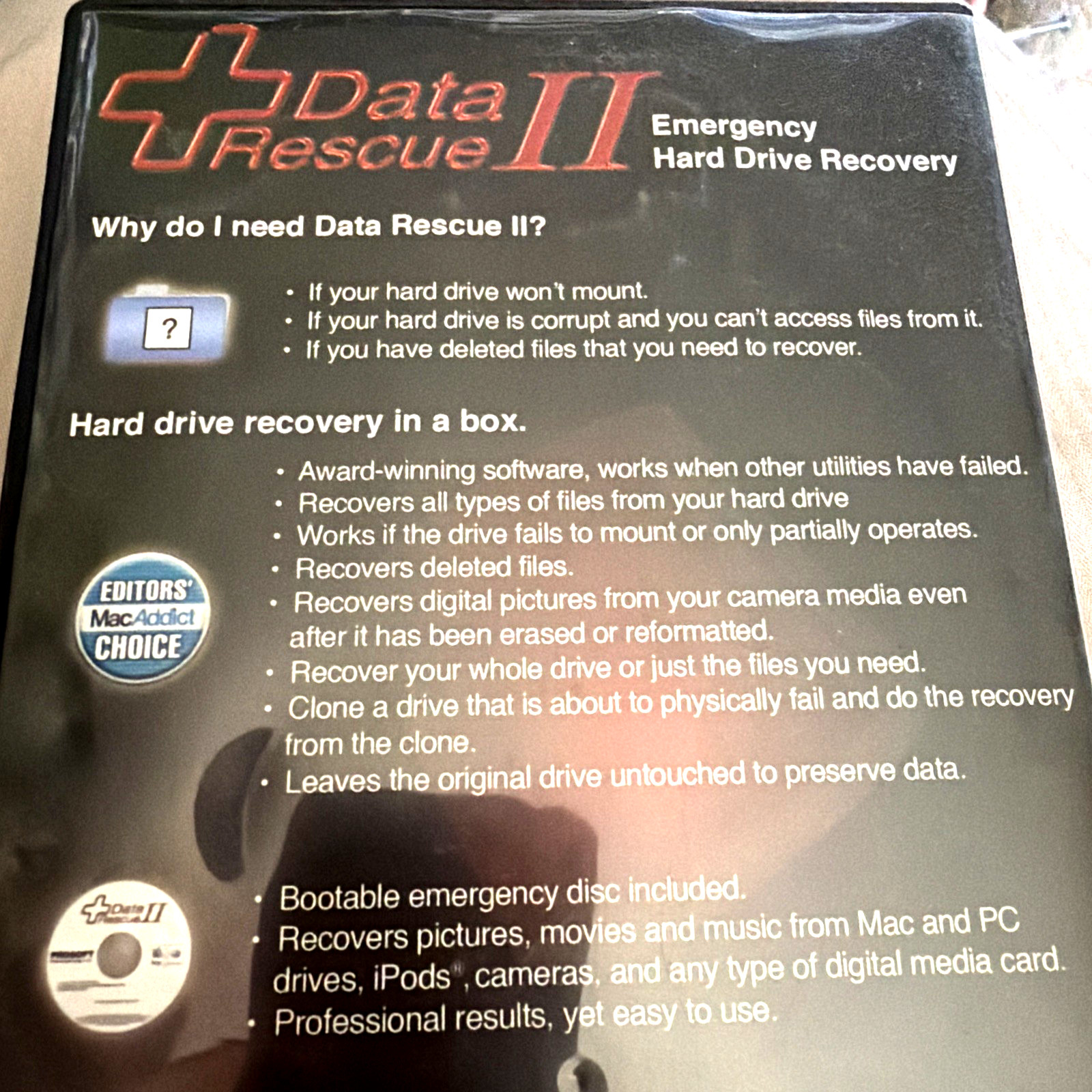 DATA RESCUE II, Emergency Hard Drive Recovery w/Serial Number for Mac