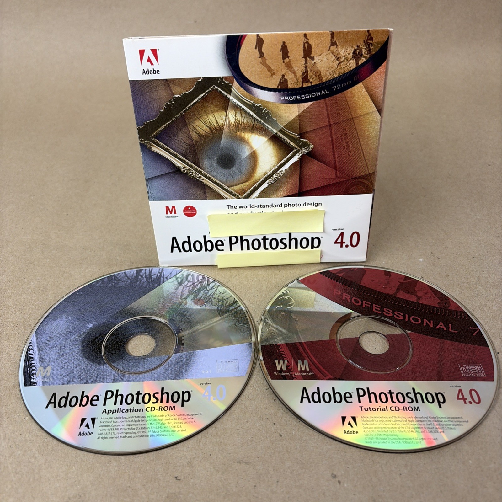 Adobe Photoshop 4.0 for Macintosh 2 CD Disc Set with Serial READ