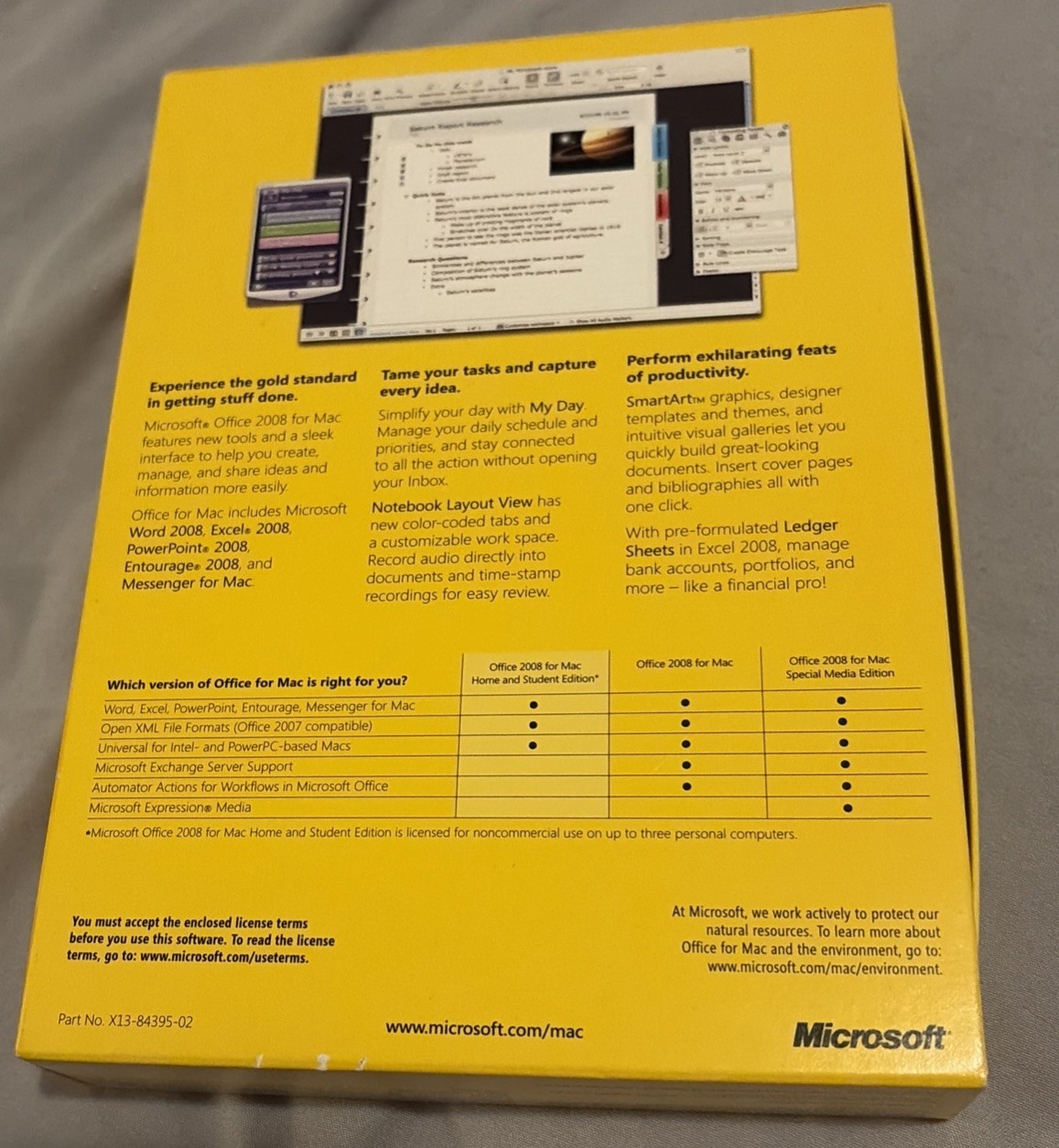 Microsoft Office Mac 2008 Includes Disc, Key, and Certificate of Authenticity