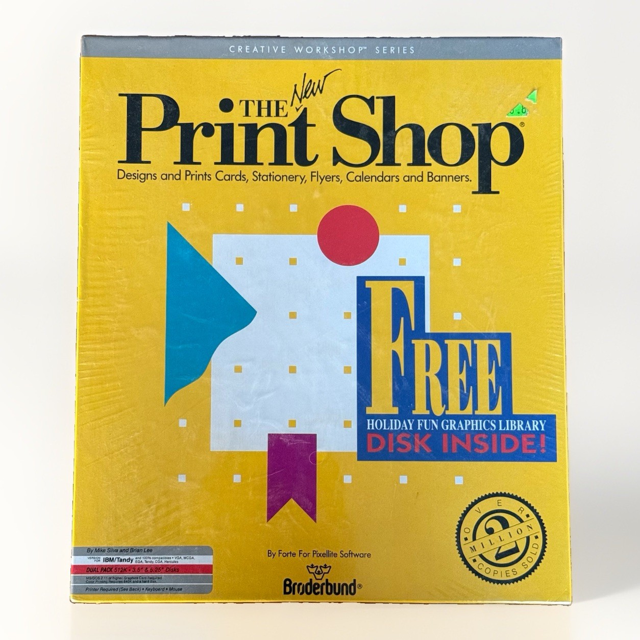 1989 The New Print Shop Computer PC 3.5″ & 5.25″ Broderbund Big Box Design