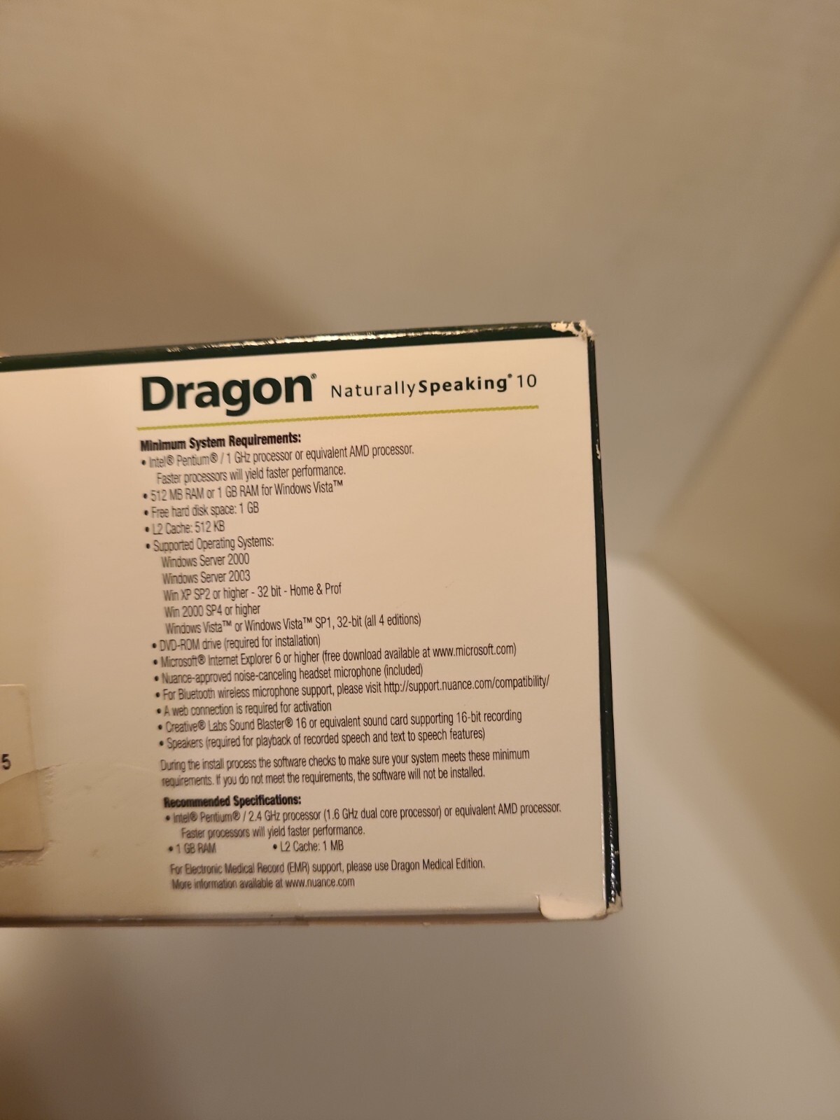 NUANCE DRAGON NATURALLY SPEAKING STANDARD EDITION 10 SPEECH RECOGNITION NEW SEAL