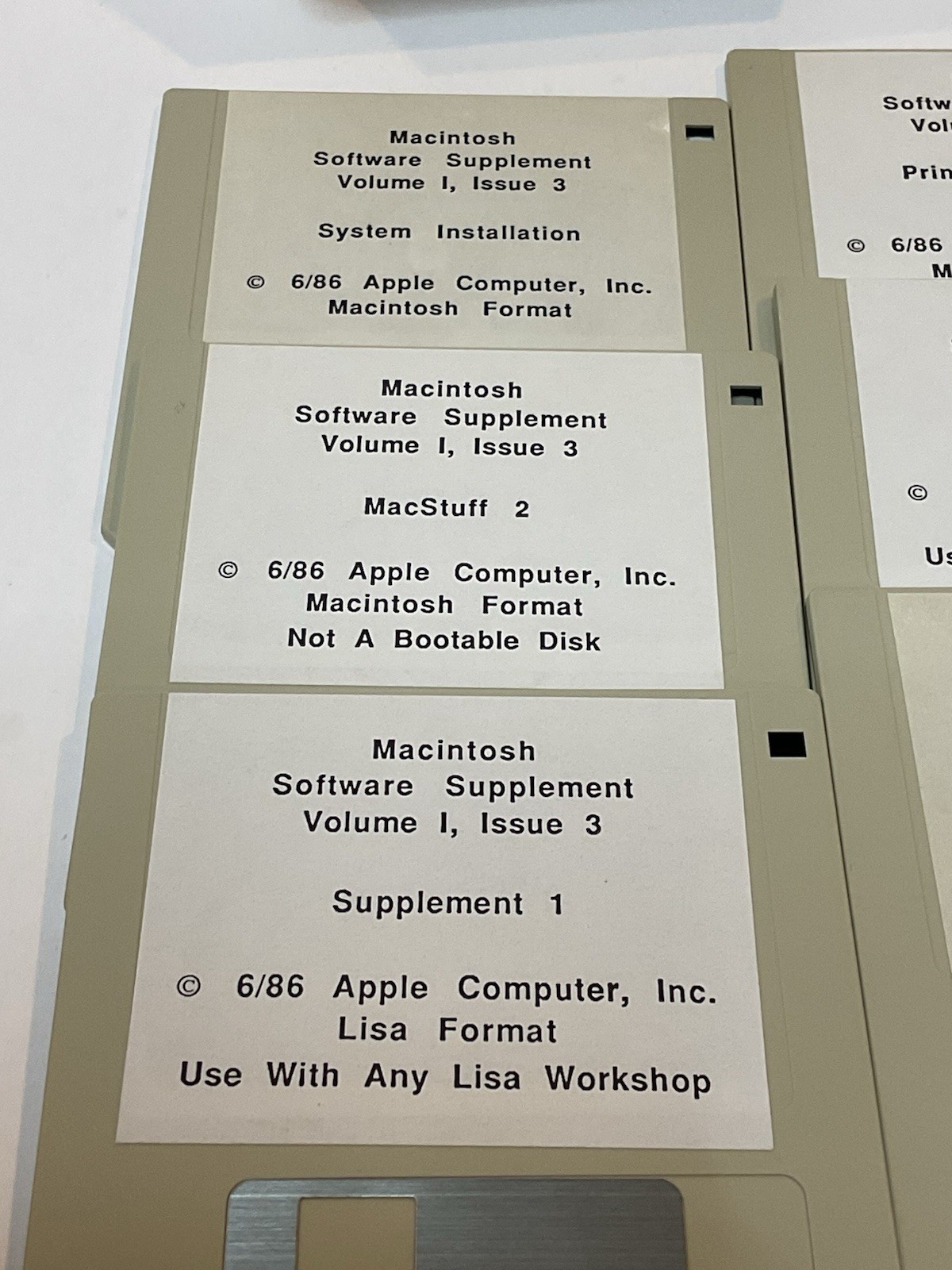 Apple Macintosh XL Lisa Software Supplement Disks Lot OEM