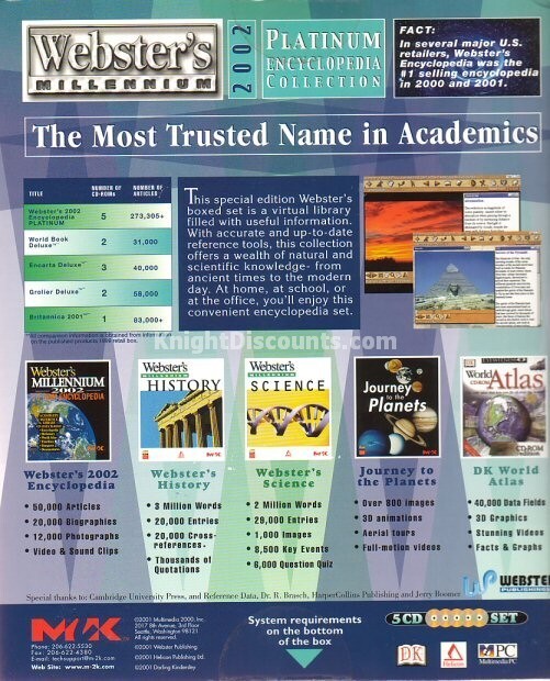 Websters Millenium PLATINUM ENCYCLOPEDIA x5 CDs NEW Box