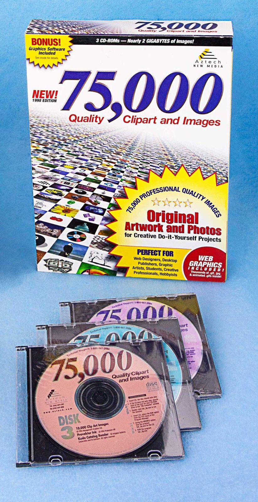 AZTEC 75,000 CLIP ART IMAGES -GREAT CLIP ART – UNOPENED DISKS