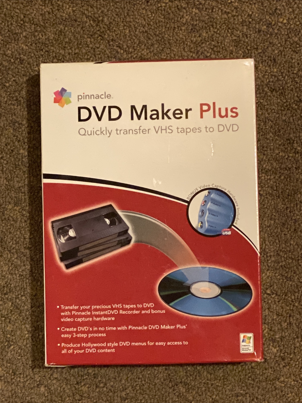 Pinnacle DVD Maker Plus Quickly transfer VHS tapes to DVD OPEN BOX used?