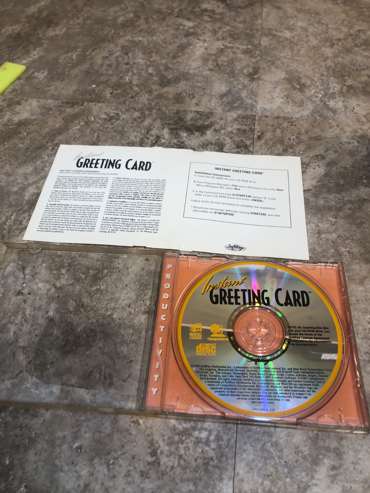 Instant Greeting Card by SoftKey -CD ROM Windows 3.1 & 95 Original not Bootleg