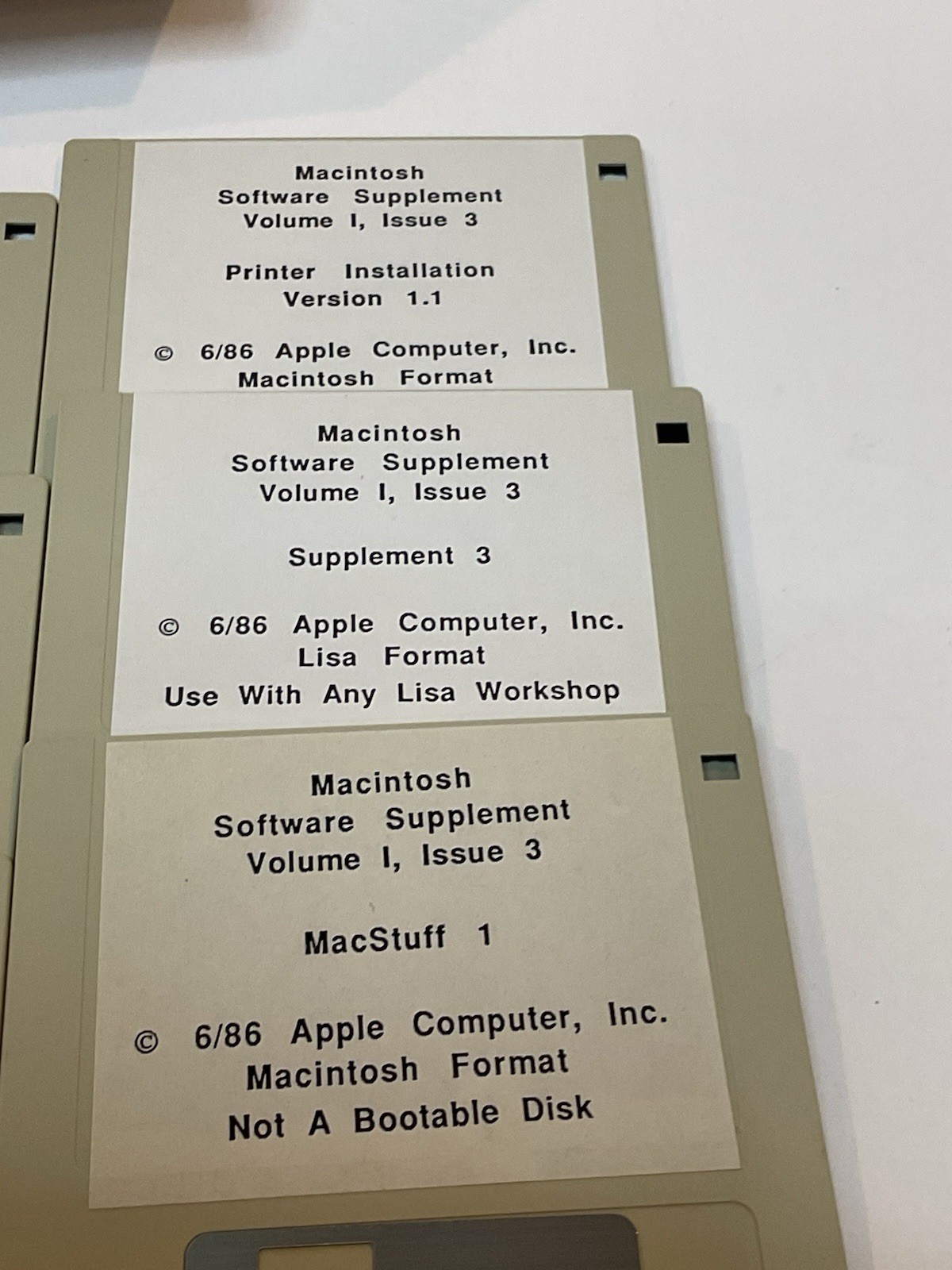 Apple Macintosh XL Lisa Software Supplement Disks Lot OEM