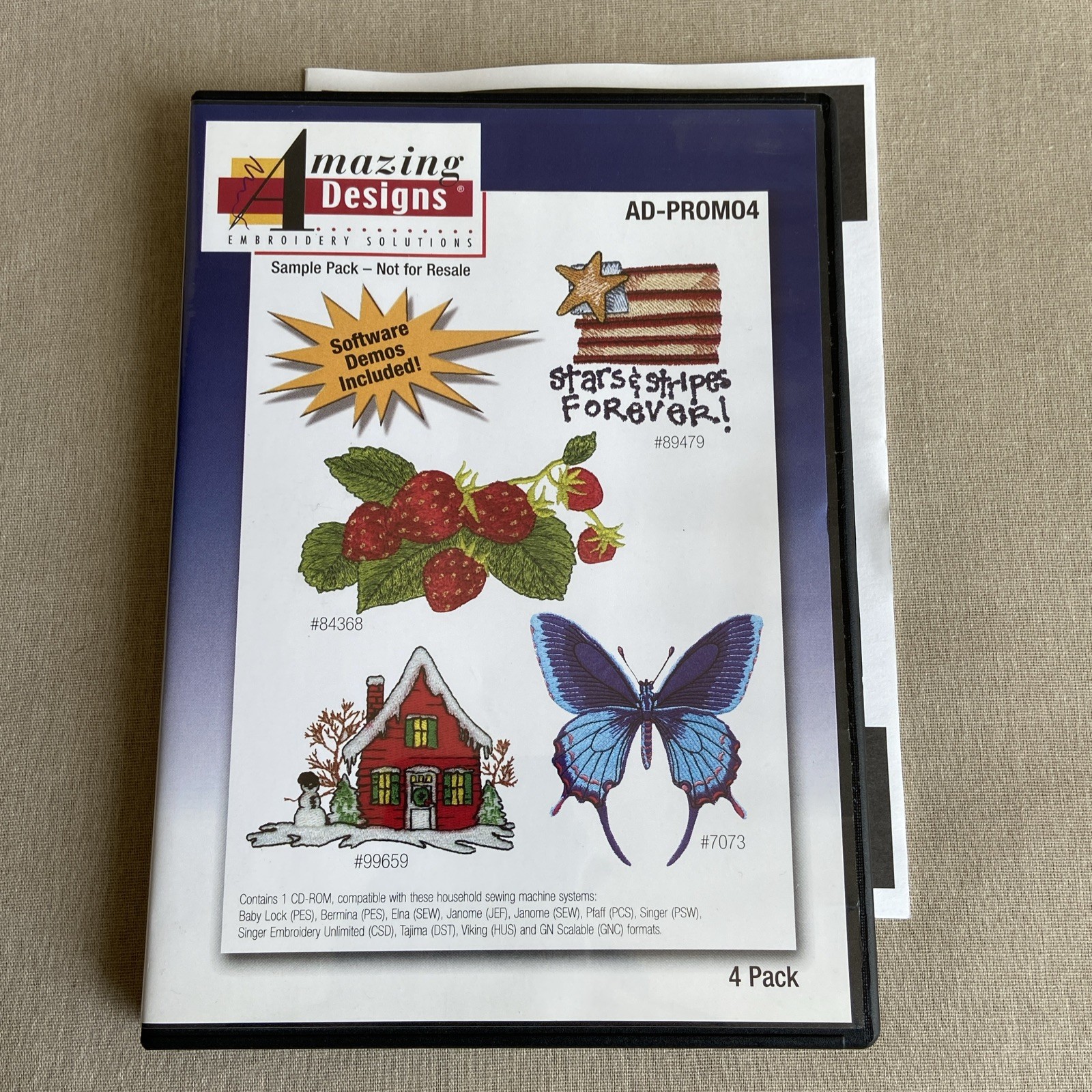 Amazing Designs: Embroidery Solutions (PC CD-ROM 2002) AD-PROMO4 Software Demo +