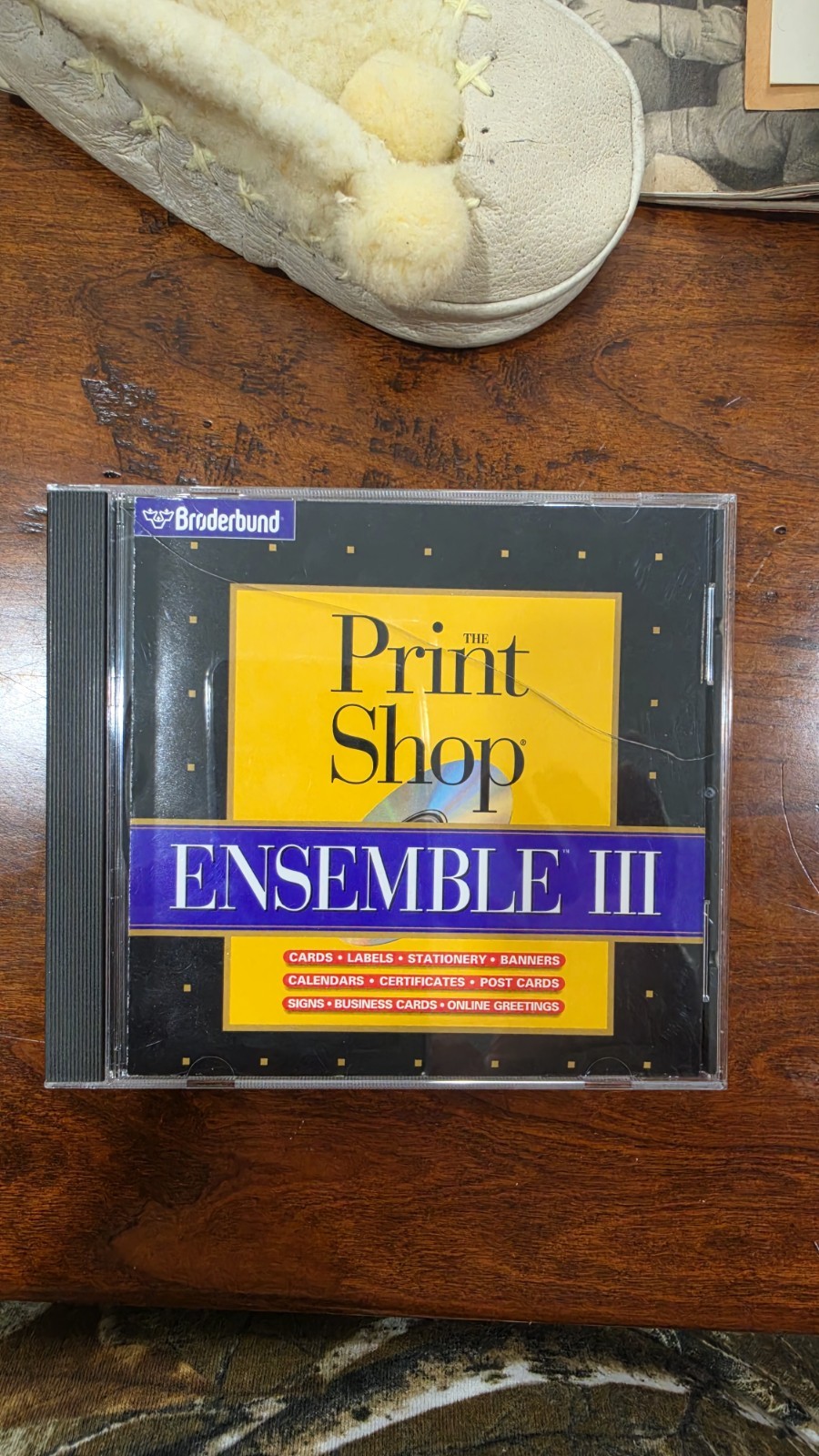Print Shop Ensemble III desktop publishing software by Broderbund.