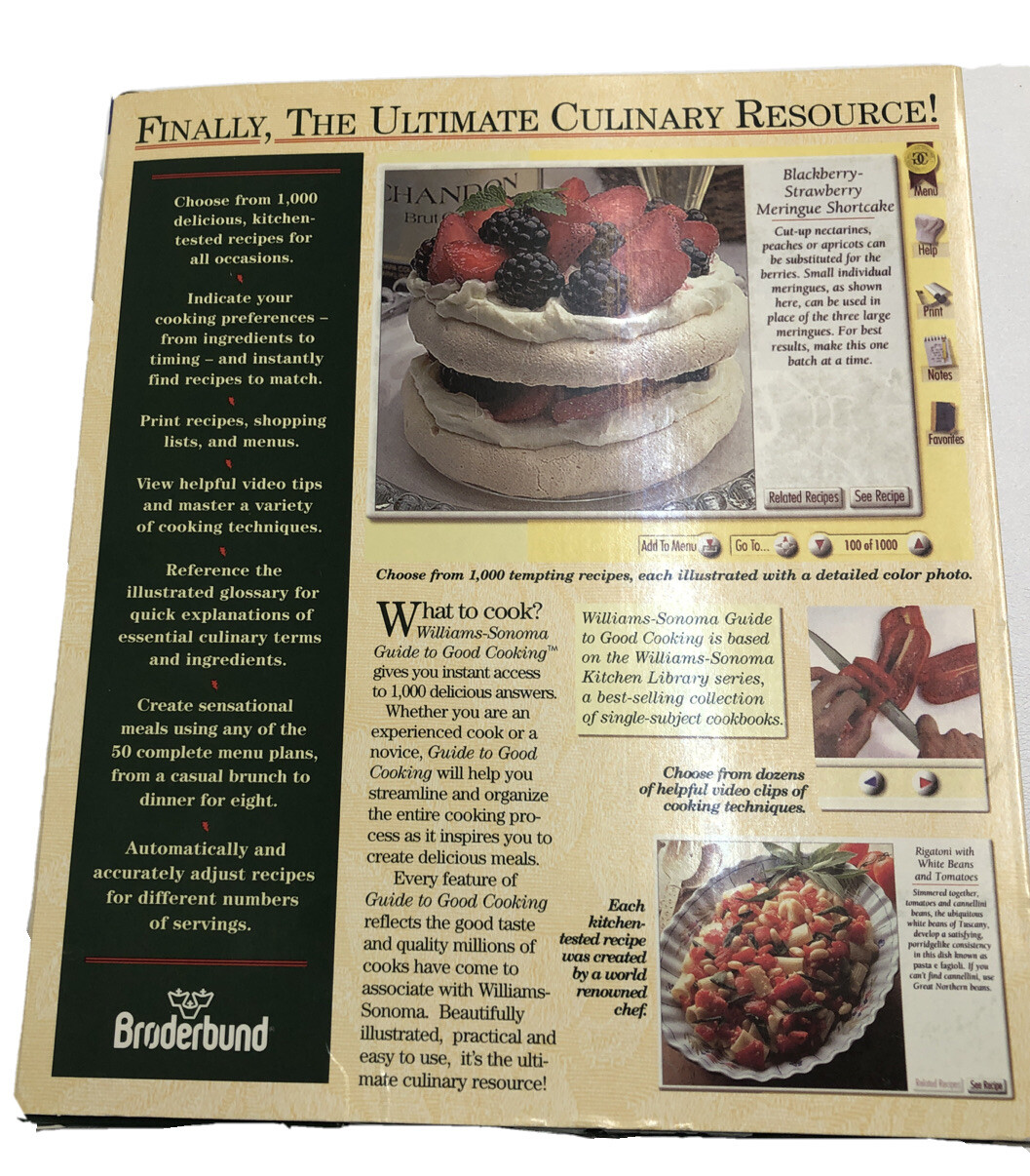 Broderbund Williams-Sonoma Guide To Good Cooking PC CD-ROM for Windows 95