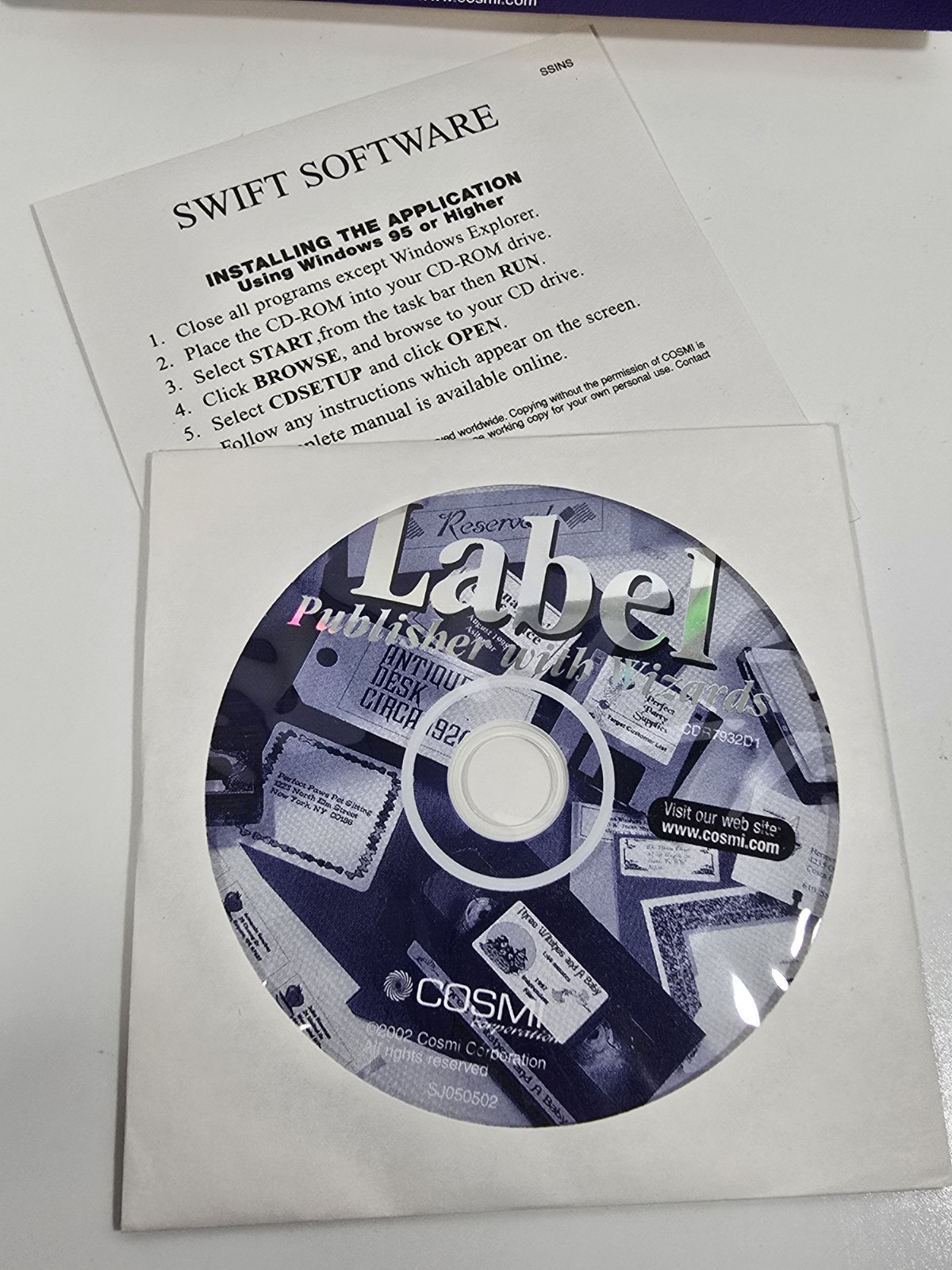 COSMI Label Publisher with Wizards PC CD ROM Windows 95 or higher XP Kodak