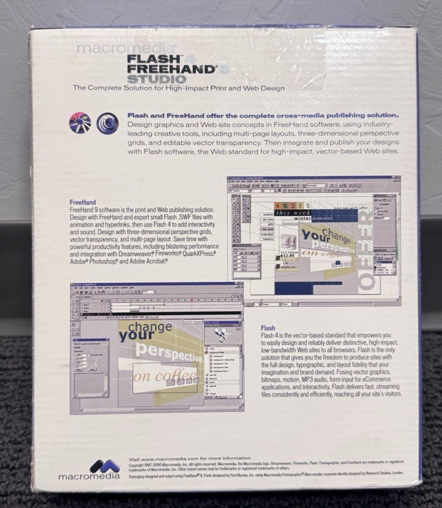 Macromedia Flash 4 and Freehand Studio 9 for Macintosh – Educational Edition