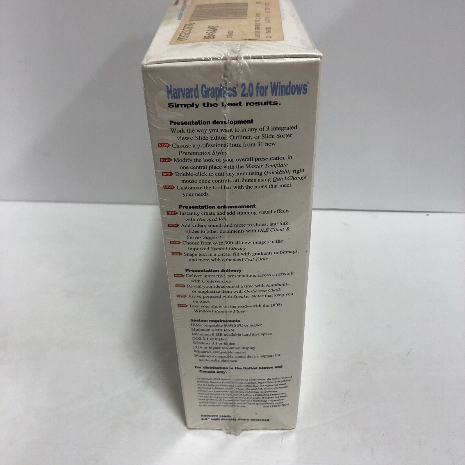 Harvard Graphics For Windows 2.0 Special Upgrade New Sealed.