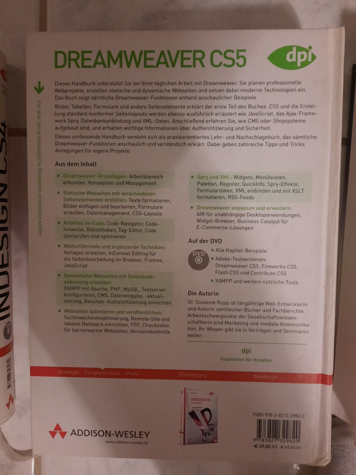 Adobe Photoshop, Indesign, Dreamweaver, Java Script, Web Design, Textbook