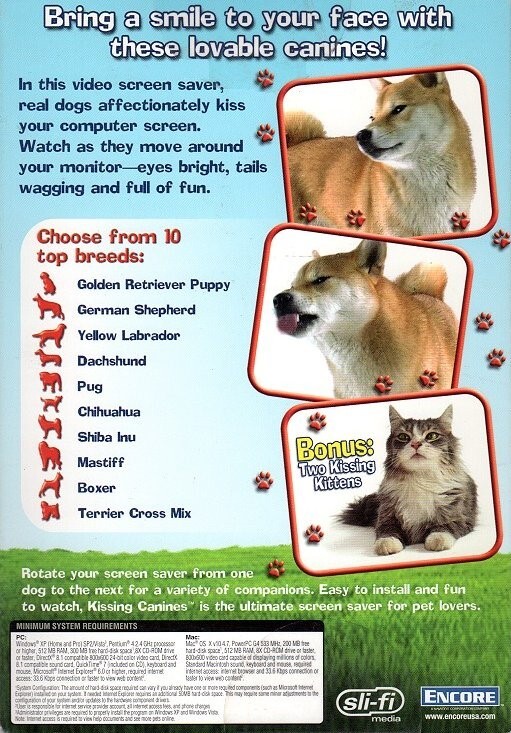 Kissing CANINES Screen Savers w/BONUS! (CD, 2007) PC & MAC – NEW CD in SLEEVE