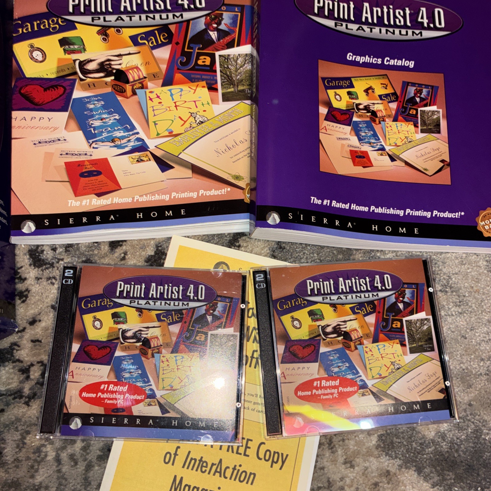 Print Artist 4.0 Platinum 4 CD Set 1998 Sierra Home Windows 95 Vintage Used