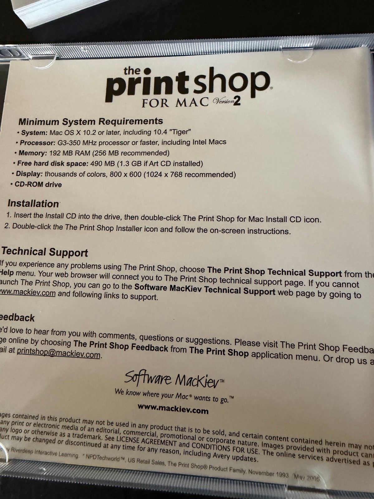 Broderbund The Print Shop Version 2 Software Mackiev Mac OS X edition excellent!