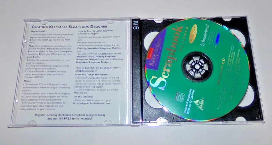 Broderbund Creating Keepsakes Scrapbook Designer Deluxe 2 CD set