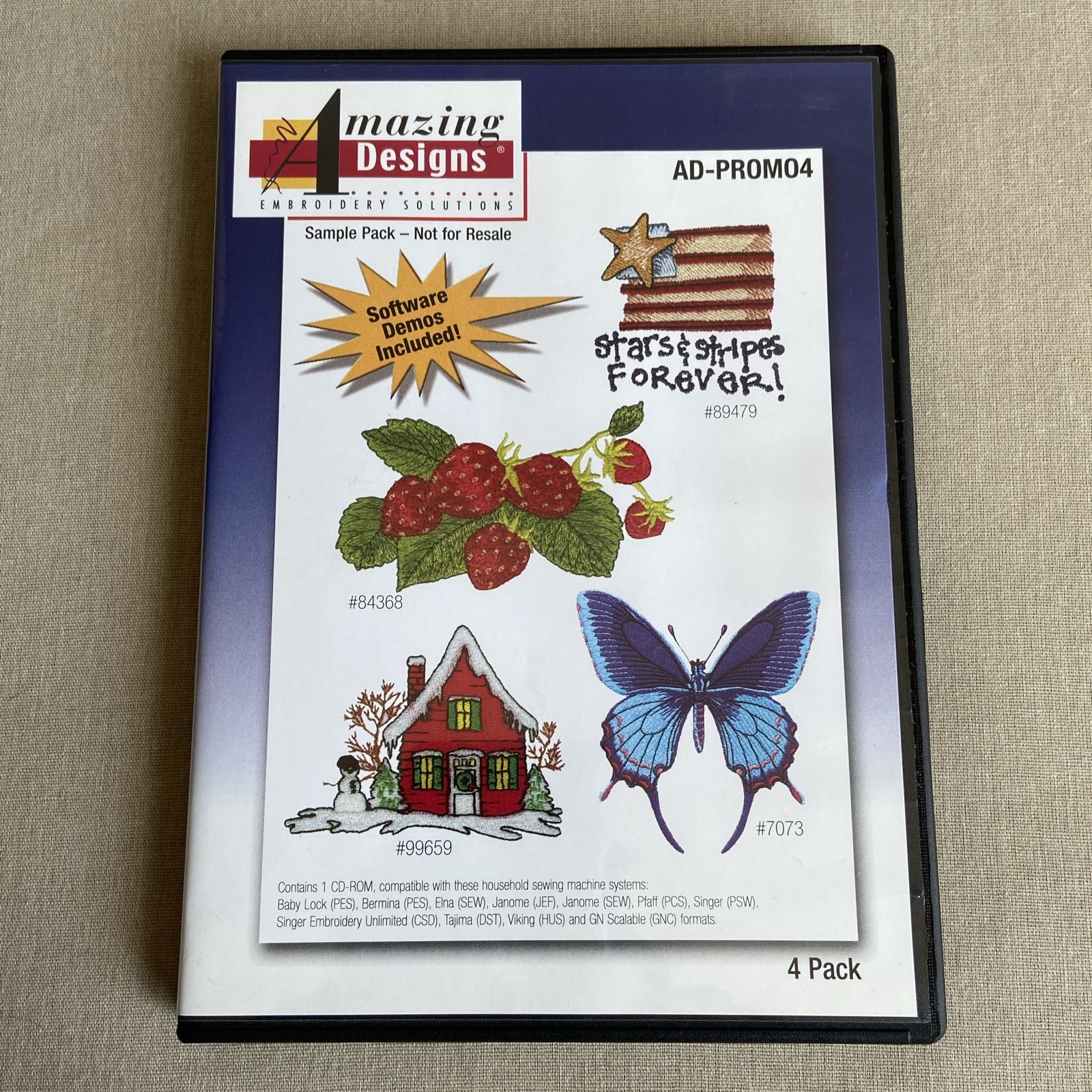 Amazing Designs: Embroidery Solutions (PC CD-ROM 2002) AD-PROMO4 Software Demo +