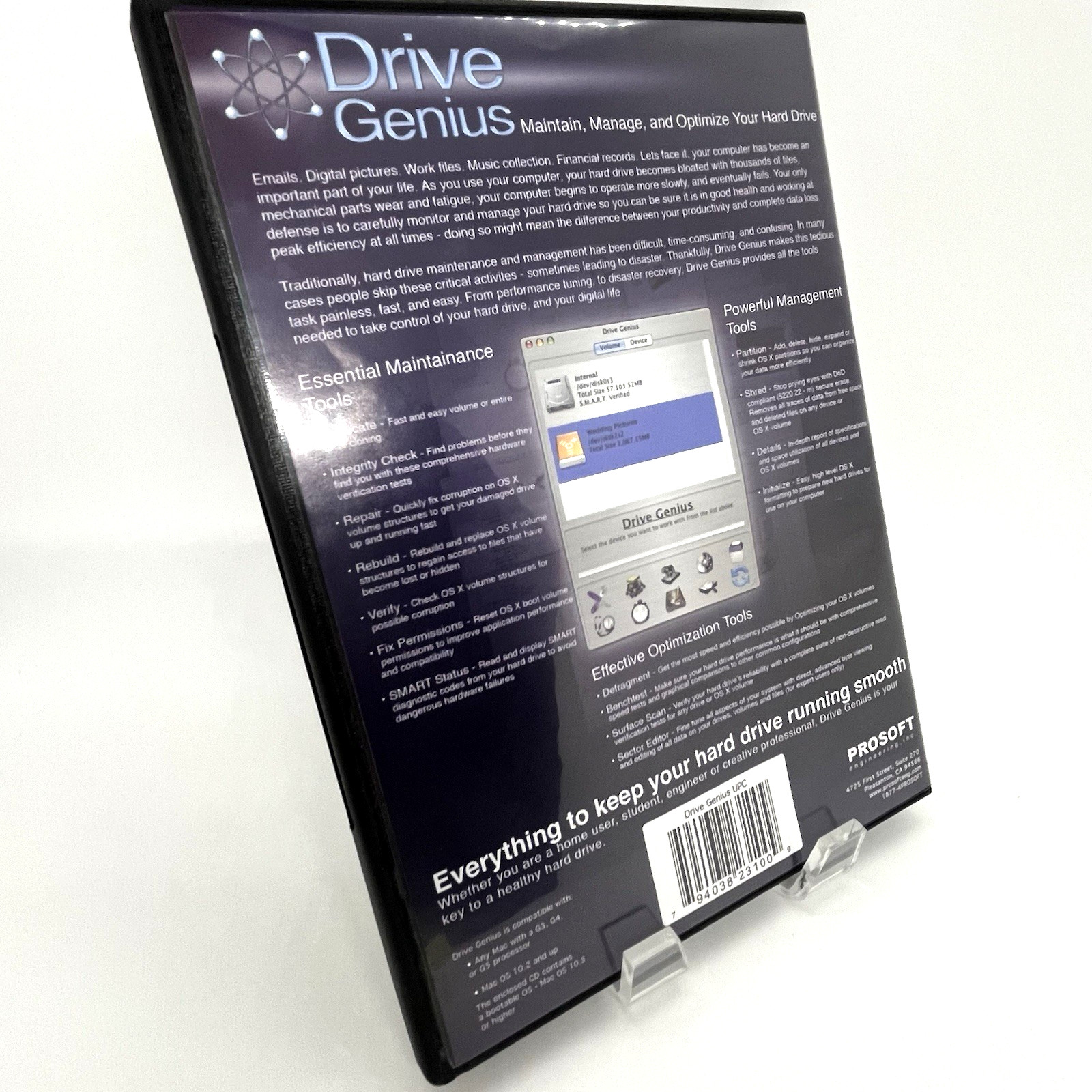 PROSOFT Drive Genius for Mac Apple Retail Big Box CD-ROM w Serial – OS 10.2 & UP